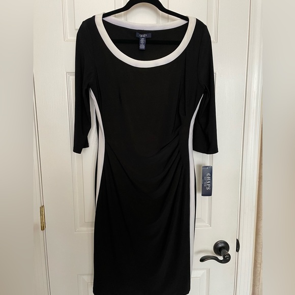 Chaps black/white dress, size large - Picture 1 of 8